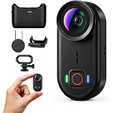 4K Mini Body Action Cameras POV Body Cam, 64GB Sports Camera with Audio Video Recording, Portable WiFi Magnetic Wearable Waterproof Thumb Camera for Motorcycle Vlogging Skiing Cycling Hiking-Black