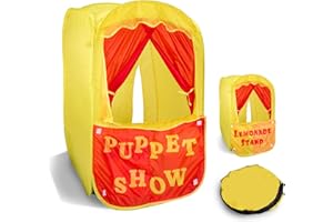 Playbees Puppet Show Up w/Front Stage Toddler Playhouse - Theater Pretend Playhouse Play Tent Kids on Stage Doorway - Indoor 