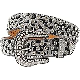 EVERBLTING Rhinestone Belt Leopard Print Bling Belts Men Women Leopard Rhinestone Belt Western Cowgirl BB Belts Y2k