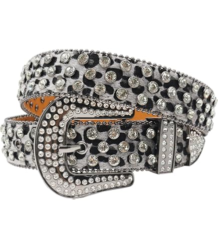 y2k Bling Rhinestone Leopard Print Belt with Metal Buckle  display picture 3