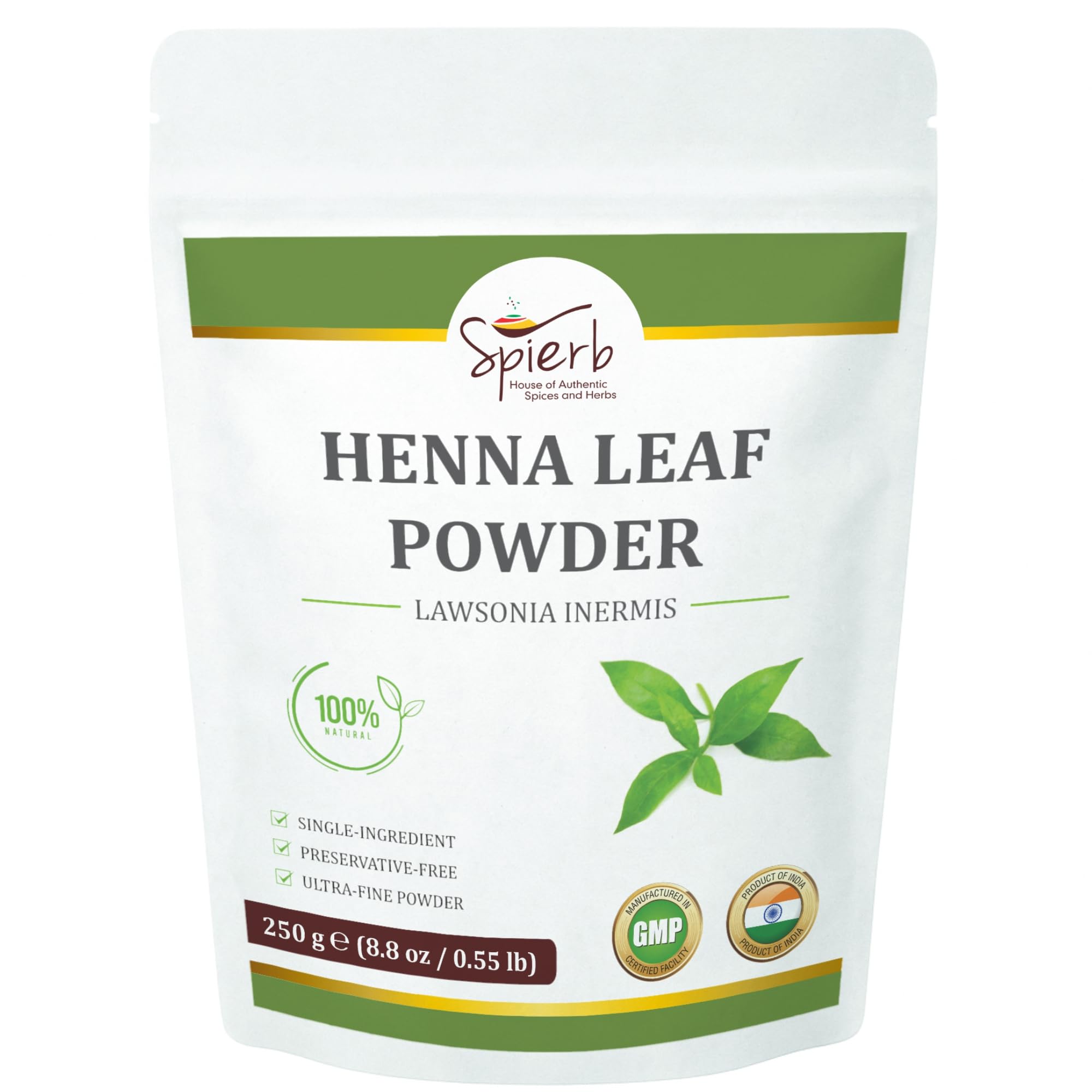 Spierb Henna Powder 250gm - Mehendi for red hair dye - Natural henna hair dye for permanent hair color and hair growth - Use with Indigo powder for Jet Black or Dark Brown hair