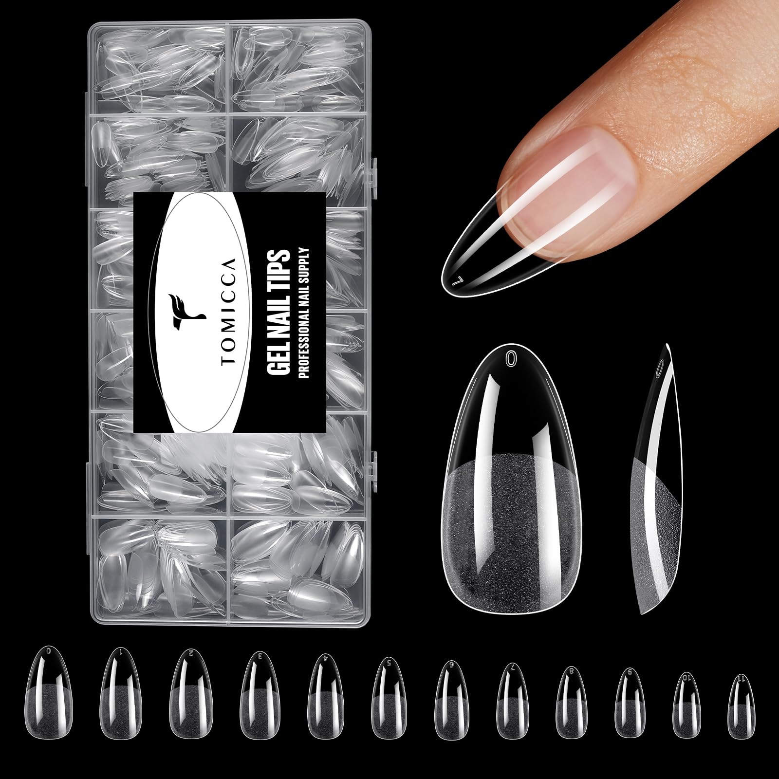 TOMICCA Clear Nail Tips Acrylic Nails 240Pcs Medium Almond Acrylic Nail Kit Gel Nail Tips Pre-shape Clear Nails for Nail Extension Fake Nails 12 Sizes - Image 8