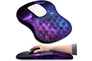 Hokafenle Ergonomic Mouse Pad Wrist Support with Massage Design, Wrist Rest Pain Relief Mousepad with Memory Foam&Non-Slip PU Base, Mouse Pads for Wireless Mouse & Desk (12x8 inch,Galaxy)