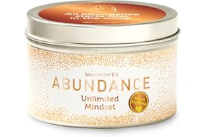 MAGNIFICENT 101 Abundance Manifestation Smudge Candle - 6 Oz Soy Wax - 35-Hour Burn - Infused with Lemon, Rosemary & Sandalwood - Money Candle for Energy Cleansing