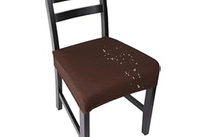 NORTHERN BROTHERS Dining Chair Seat Covers Set of 2, Seat Covers for Dining Room, Stretch Washable Chair Slipcover Protector, Brown