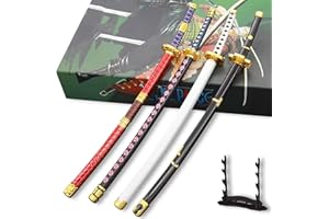 FORGEMITH 4 Piece Set Roronoa Zoro Small Keychain Swords with Display Stand 9.25in Zoro Mini Sword Set,Use for Letter Opener,Keychain and Decoration