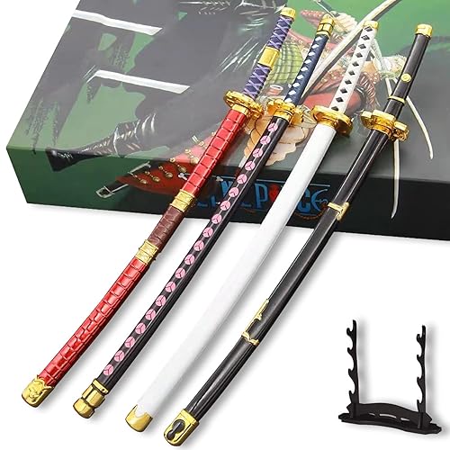 Piece Set Roronoa Zoro Small Keychain Swords with Display Stand