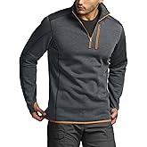 CQR Men's Quarter Zip Utility Fleece Pullover, Outdoor Casual Thermal Sweater, Chest Zipper Pocket, Mock Neck Long Sleeve