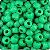 BeadTin Green Matte 9mm Barrel Plastic Pony Beads (500pcs)