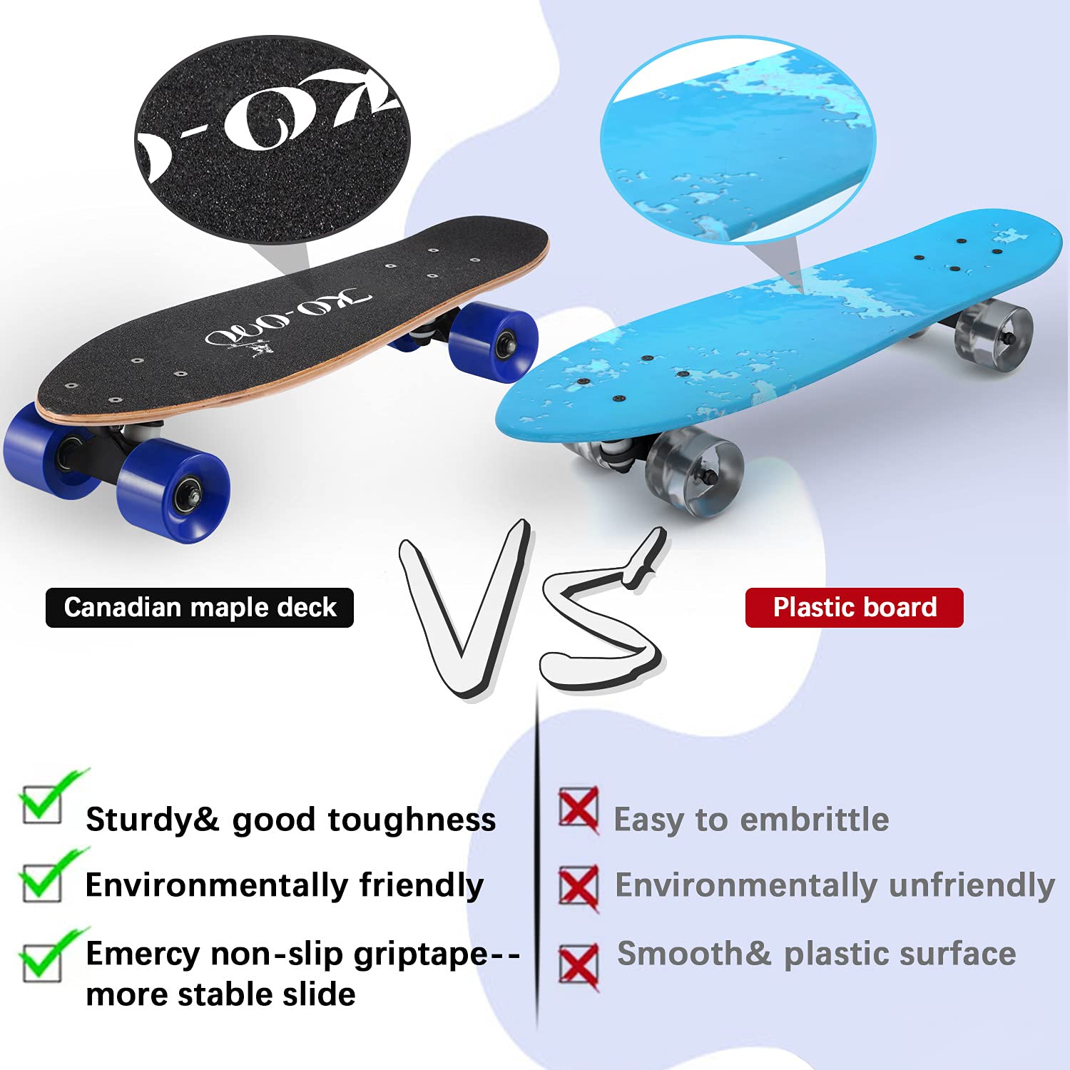KO-ON Skateboard Complete Skateboards 22 Inch Mini Cruiser Skateboards for Beginners Kids Boys and Girls
