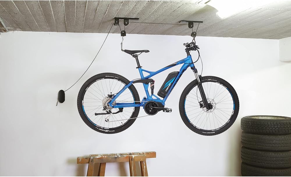 Fischer Bicycle Lift Plus Ceiling Mount | 30kg E-Bike Garage Storage | Up to 4m