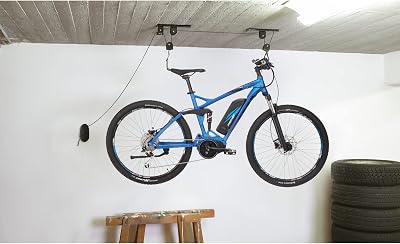 Fischer Bicycle Lift Plus Ceiling Mount | 30kg E-Bike Garage Storage | Up to 4m