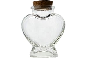 FJNATINH Heart Glass Bottle With Cork Stopper, 50ml Small Decorative Jars for Home Decor DIY Art Crafts, Mini Cute Message Wish Jar, Wedding Gift, Honeymoon Bridal Gift Party Supplies (Love Bottle)