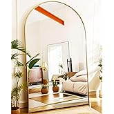 KOMCOTE Full Length Floor Mirror, 82x42 Inch Oversized Arched Standing Mirror in Gold for Bedroom, Living Room, Dressing Room - Elegant Freestanding Leaning Mirror Decor