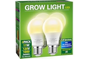 Briignite 4 Pack Grow Light Bulbs, LED Grow Light Bulb A19 Bulb, Full Spectrum Grow Light Bulb, Plant Light Bulbs E26 Base, 1