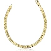 Solid 14k Yellow Gold Filled Bombay Curb Chain Bracelet for Men and Women (4.8 mm, 7.5 inch)