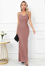 Capuffy Women Drape Neck Formal Maxi Dresses Lace