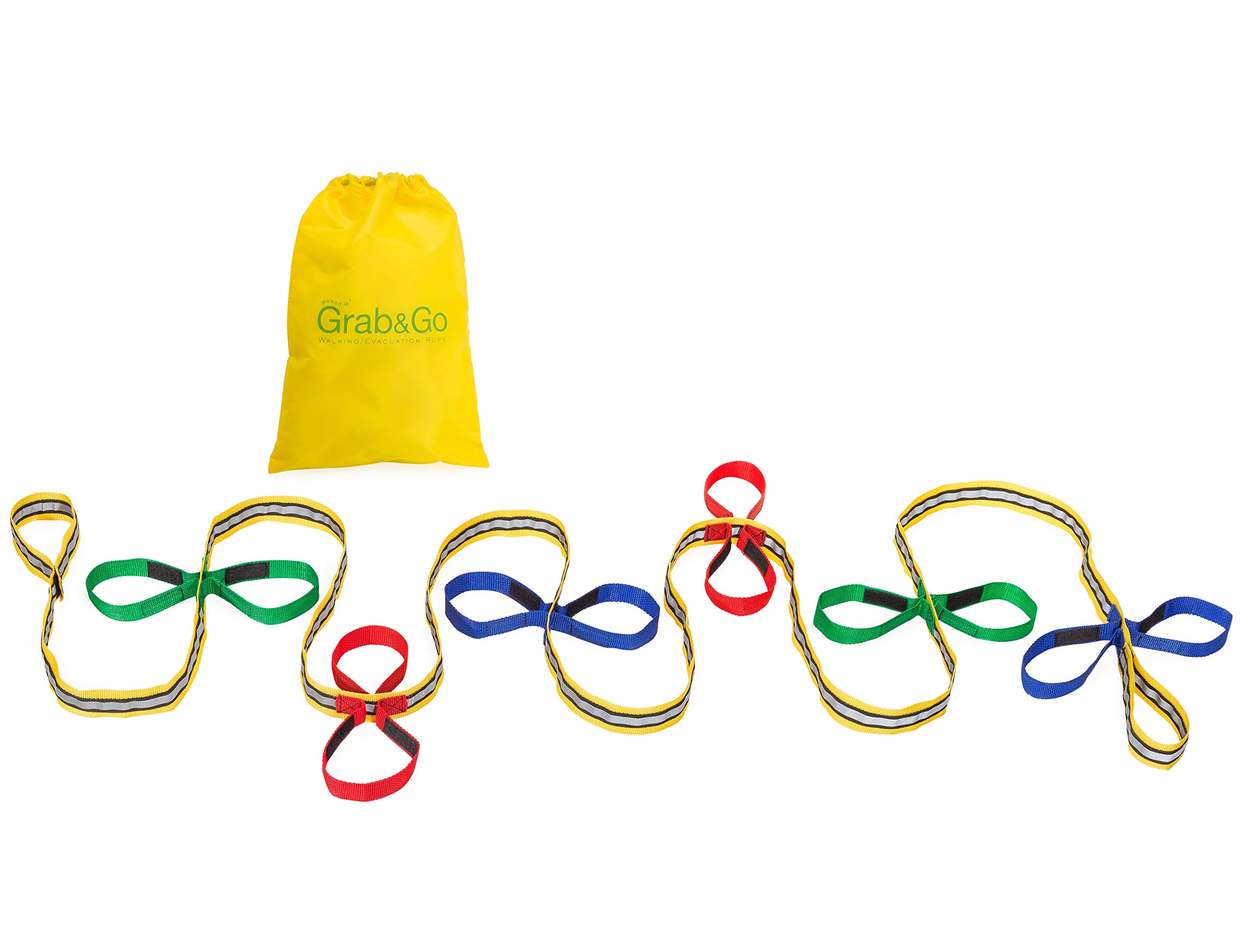 Walkodile Grab & Go Children's Walking Rope (12 child). Teacher Designed. Extra Safety Feature on Handles. Strong Fabric & Heavy Duty Stitching. Includes Learning Games for Walks Guide