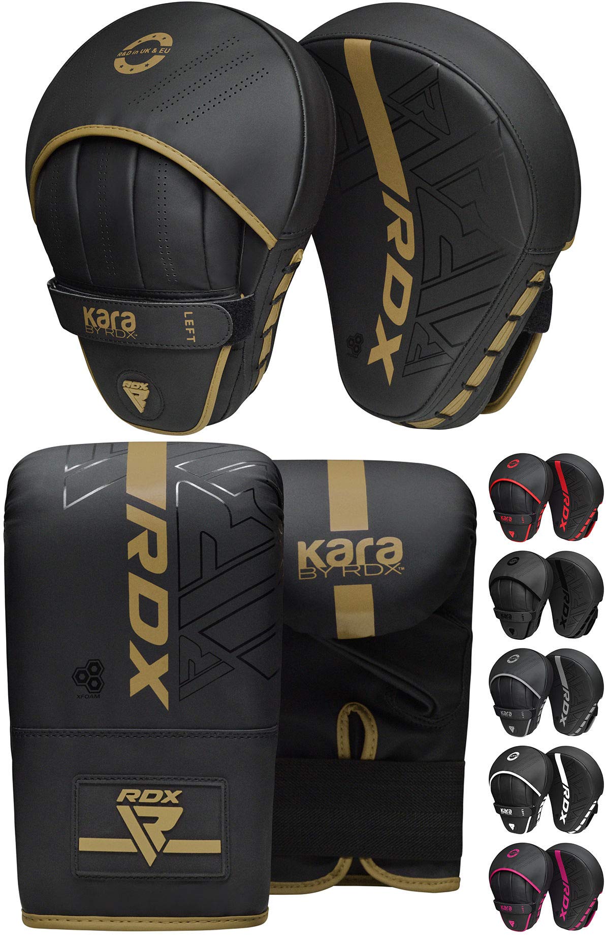RDX Boxing Pads and Bag Gloves, Maya Hide Leather KARA Hook and Jab Training Pads, Curved Focus Mitts for MMA, Muay Thai, Kickboxing Coaching, Martial Arts, Punching Hand Target Strike Shield