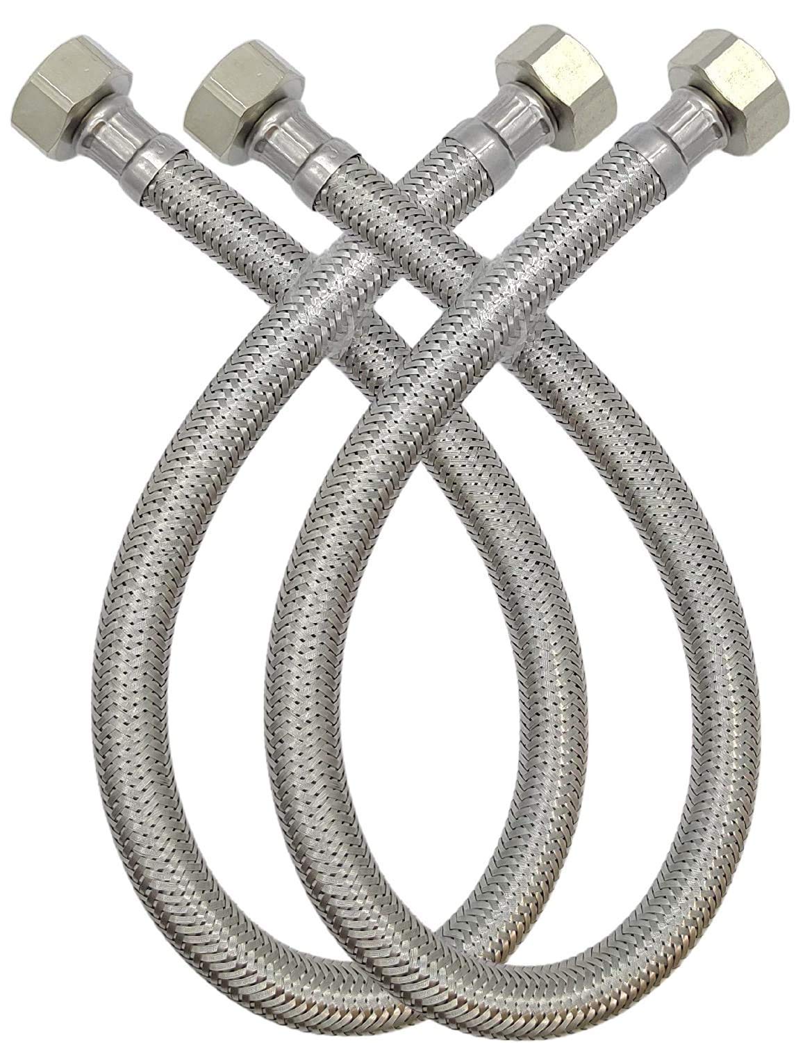 Stainless Steel Connection Pipe/Hose Pipe, 18 inch. (Pack of Pair) (1