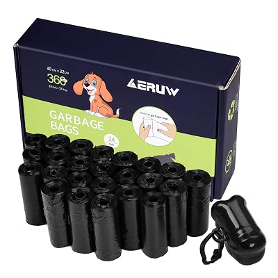 ERUW Dog Poop Bags, 360 Dog Waste Bags with Dispenser and Leash Clip, Unscented Biodegradable Poop Bags for Dog Cat 24 Rolls