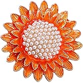Sunflower Brooch Pins for Women Elegant Rhinestones Pin Ladies Cute Sunflower Daisy Crystal Brooches Clothing Accessory
