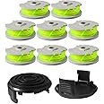 WA0014 Trimmer Line Replacement Spools for Worx WA0014 Grass Trimmer ,Weed Eater String Edger Spool Line Refills Parts-WG168 WG184 WG190 WG191 Auto-Feed 20ft 0.080" with WA0037 Cap Covers 8 Pack