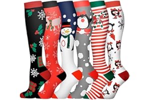 Holiday-themed Compression Running Socks, Mid-calf Athletic Socks, Moisture-wicking, Odor-resistant, Fashionable Design