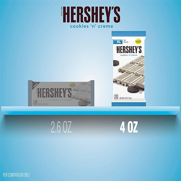 HERSHEY’S COOKIES ‘N’ CREME XL, CANDY BAR, 4 OZ (16 PIECES)