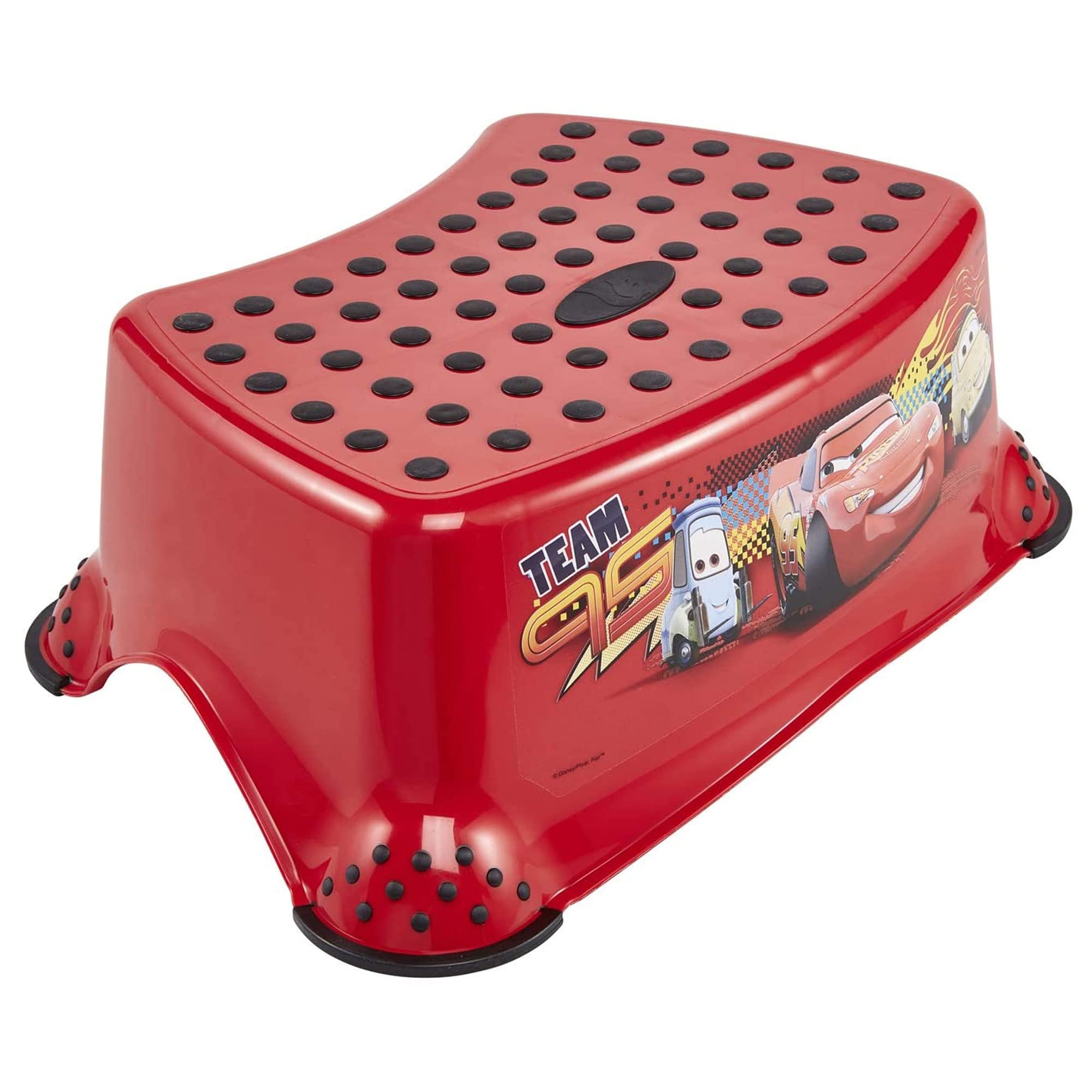 Keeeper Cars Step Stool From approx. 3 to 14 Years, Anti-Slip Rubber Feet, Tomek, Cherry Red