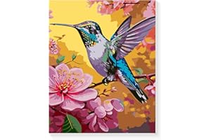 Ninonly Paint by Number Kits Framed Canvas, Hummingbird Paint by Numbers Arts and Crafts Kits for Adults Paint Beginner, Paint Brushes, Acrylic Painting, 9 * 12 Inch