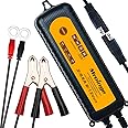 Mroinge MBC055, 6V/12V 5.5A Smart Vehicle Battery Charger Maintainer for Cars Motorcycles RVs TVs Boat for Normal Lead Acid Gel AGM Sealed Wet or 12V-Lithium(LiFePO4) Batteries, with IP65 Waterproof