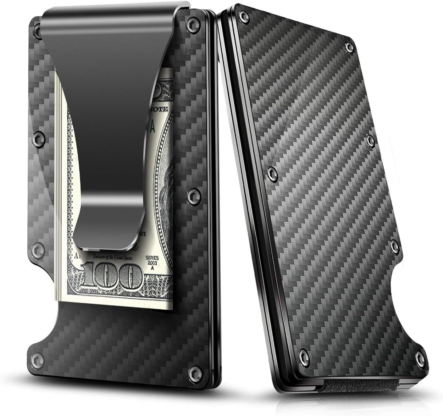 Money Clip Slim Wallet, Minimalist Wallet, Men's&Women's Carbon Fiber Card Case