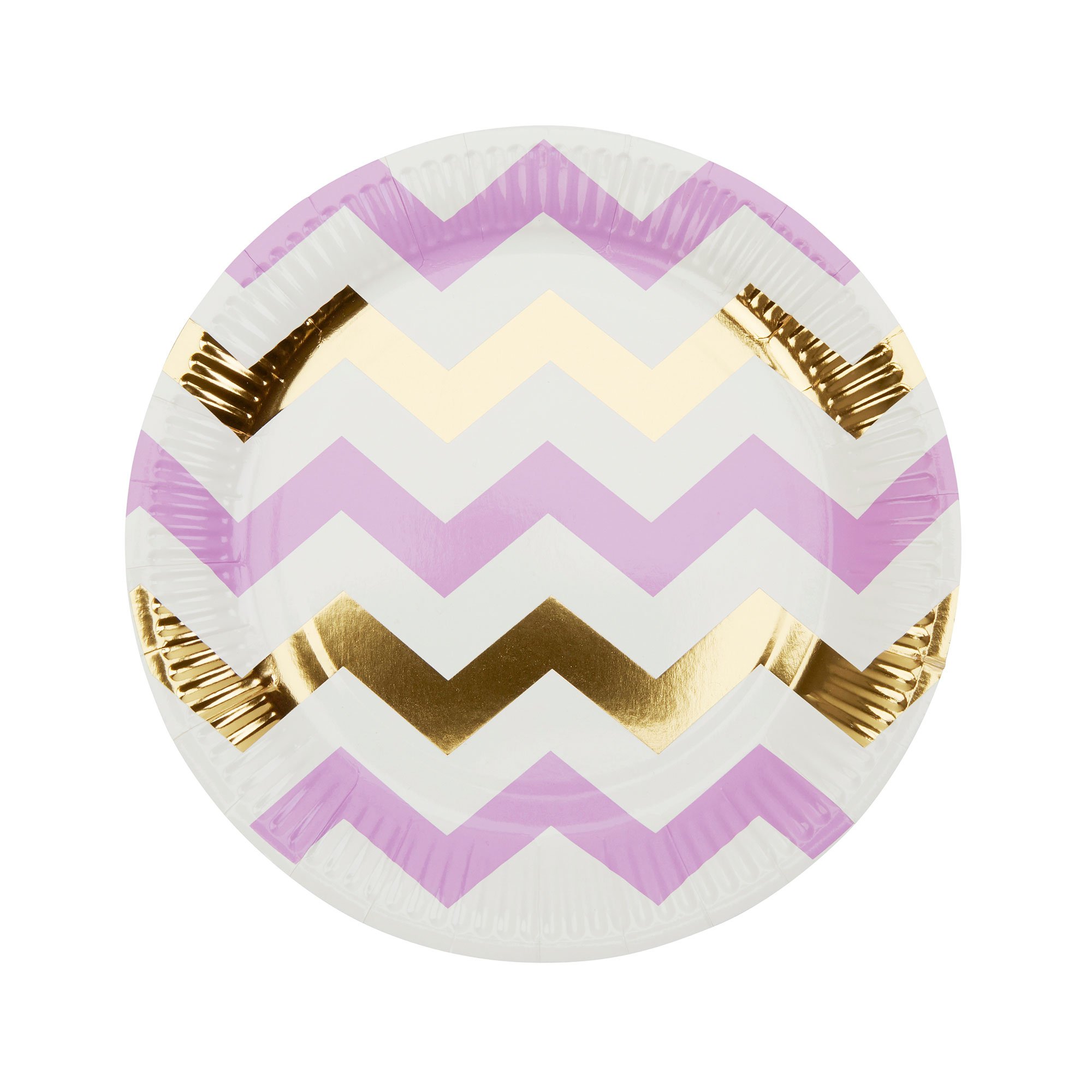Neviti Pattern Works Paper Plates - Lilac & Gold Chevrons - Pack of 8
