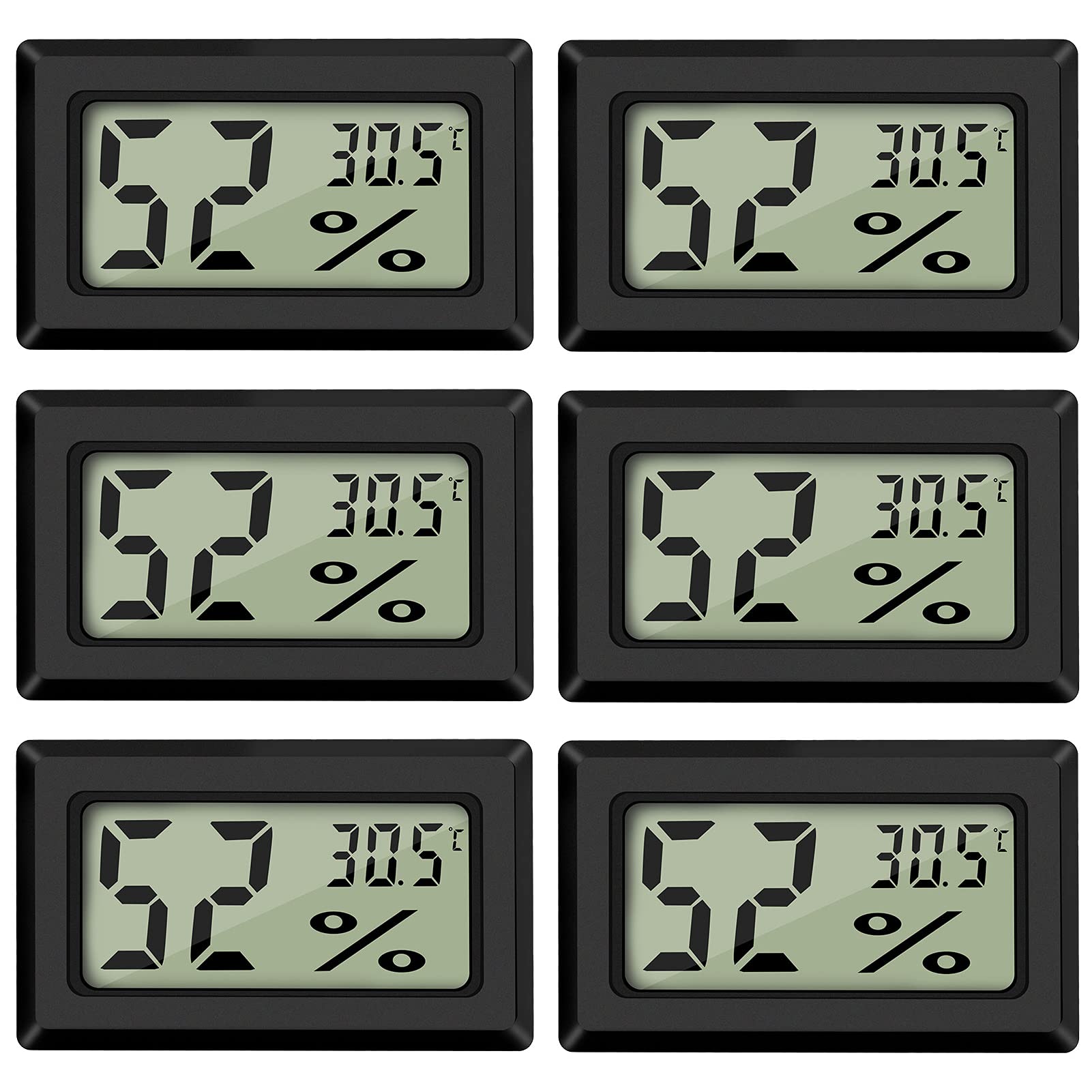 Thlevel Mini Hydrometer Humidity Meter Small Digital Room Thermometer Temperature Monitor for Greenhouse Home Office 6 Pack