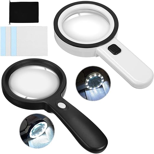 Magnifying Glass with Light, 30X Handheld Large Magnifying Glass 10X Handheld Large Magnifying