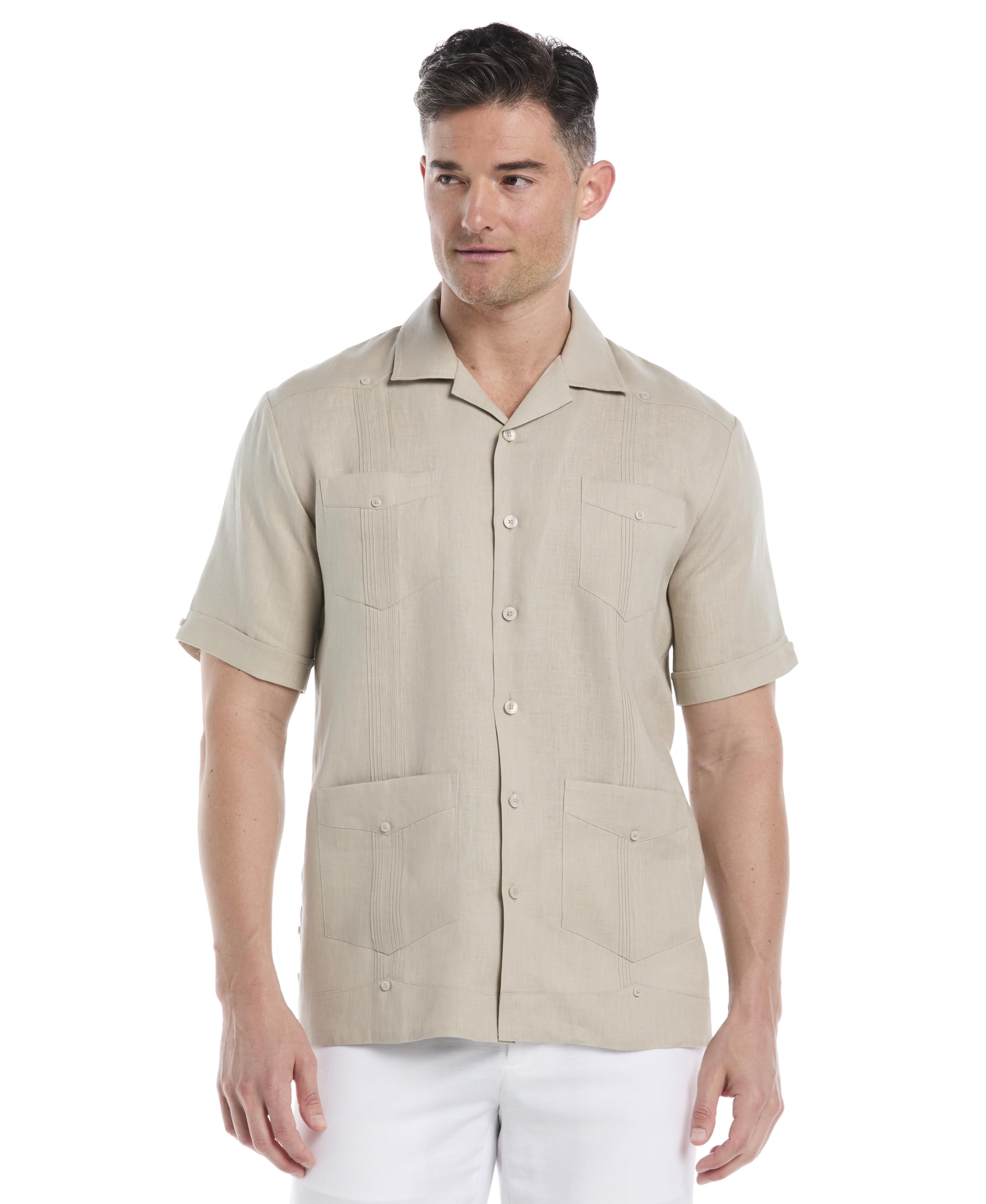 Cubavera Men's Big and Tall 100% Linen Four-Pocket Short Sleeve Button-Down Guayabera Shirt (Size Small - 5X), Island Fossil, 3X-Large Big Tall Image Cubavera Men's Big and Tall 100% Linen Four-Pocket Short Sleeve Button-Down Guayabera Shirt (Size Small - 5X), Island Fossil, 3X-Large Big Tall Image