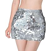 Sequin Mini Skirt Sequined Holiday Mini Bodycon Skirts Sexy Stretchy Pencil Disco Skirt Bodycon Night Out Party Club Sparkly Skirts for Women Silver