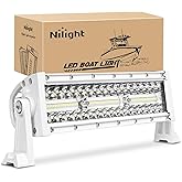 Nilight Marine LED Light Bar Navigation Lights 13.5 Inch White Spot Flood Combo Ponton Boat Deck Dock Lighting for Night Fish