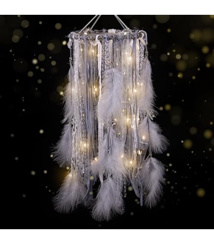 thumbnail image 2 of LAVAY Dream Catcher White Feather Light Up LED Star Fairy String Lights Double 2 of 9