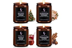 FF FRAGRFLOWING Christmas Candles Set, Christmas Scented Candles for Home, 4 Pack Holiday Candles Natural Soy Candles, Christmas Gifts for Women Men, Winter Fragrance of Balsam Cedar/Cookies/Apple Cider/Cinnamon
