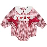 Socutebabe My First Valentines Day Baby Girl Outfit Love Heart Smocked Bubble Romper Onesie Newborn Baby Valentines Clothes