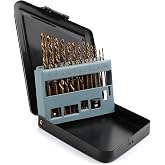Cobalt Left Hand Drill Bit Set (1/16"-1/4") 13PCS | M35 High Speed Steel Jobber Length Drill Bit Kit for Removing Broken Stubs, Bolts and Screws, Reverse Twist Drill Bits