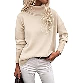 Zeagoo Women's Turtleneck Sweater 2026 Fall Winter Chunky Knitted Pullover High Low Hem Trendy Basic Jumper Top