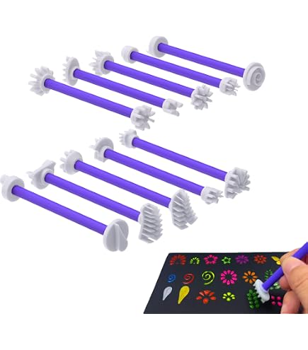 Lot De 5 Stylos à Pointiller Doubles Embouts Formes Pétales - Pour Peinture Sur Pierre, Mandala, Argile, Gaufrage - 8