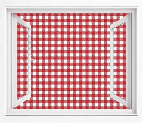 Amazon モダン 絵画風 Pvc壁紙ポスター 180x140 Cm ビンテージスタイルの市松模様のクリスマスデザインキッチン用品ピクニックカフェ布イメージアート装飾 風景ウォールステッカー赤白 ウォールステッカー オンライン通販