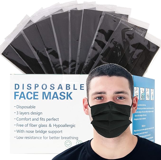 mystcare Disposable Face Mask 50 Pack Individually Packaged Wrapped