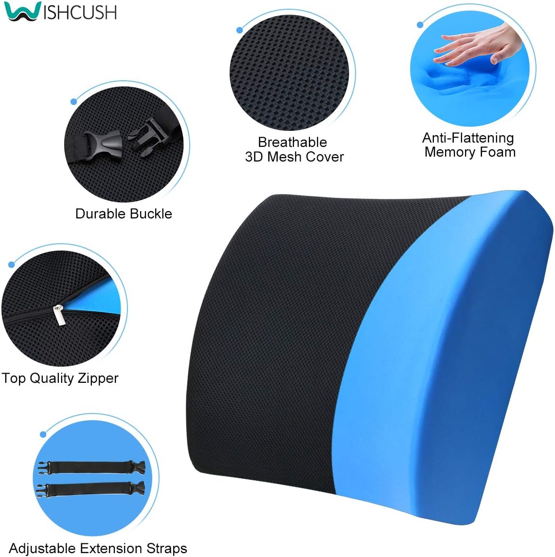 Wishcush Memory Foam Seat Cushion and Lumbar Support for Office Chair, Desk Chair Cushions Ergonomically Designed for Coccyx, Tailbone, Butt and Lower Back: Home & Kitchen
