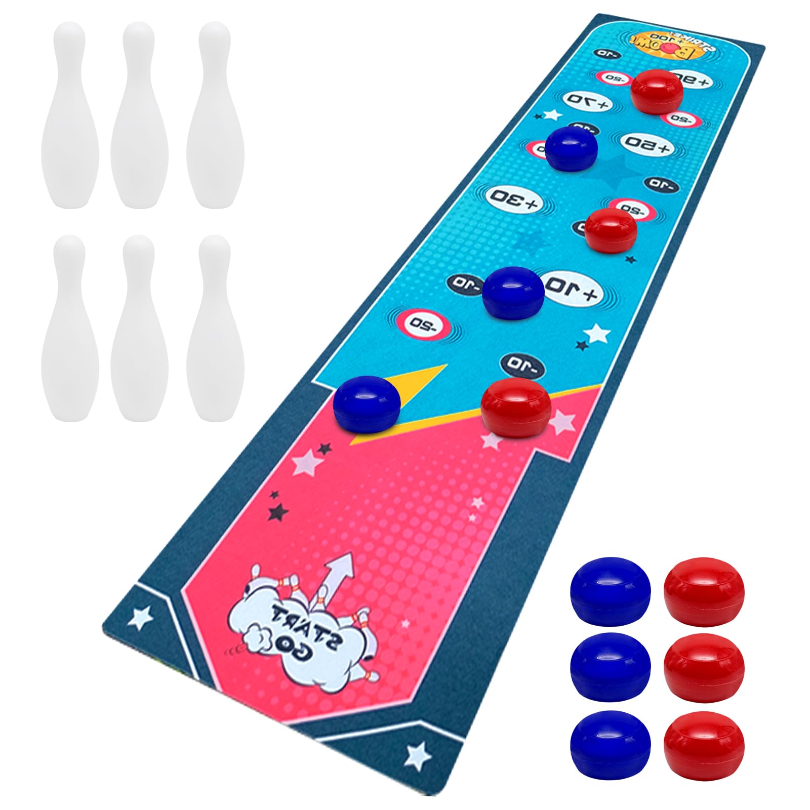 WSAMJIN Tabletop Bowling Game, Interactive Table Sports Game, Portable Team Board Games, Family Party Games for 6 Players, Ages 6+