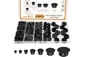 zDwfDc 290PCS 7 Sizes Black Nylon Hole Plugs Plastic Plugs for Round Holes, 1" 3/4" 1/2" 3/8" 5/16" 1/4" 1/5" Round Hole Cover Snap Locking, Used for Plastic Furniture, Cabinet Furniture DD015-b